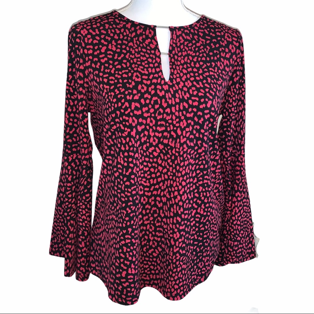 Michael Kors red/black blouse w/ bell sleeves
